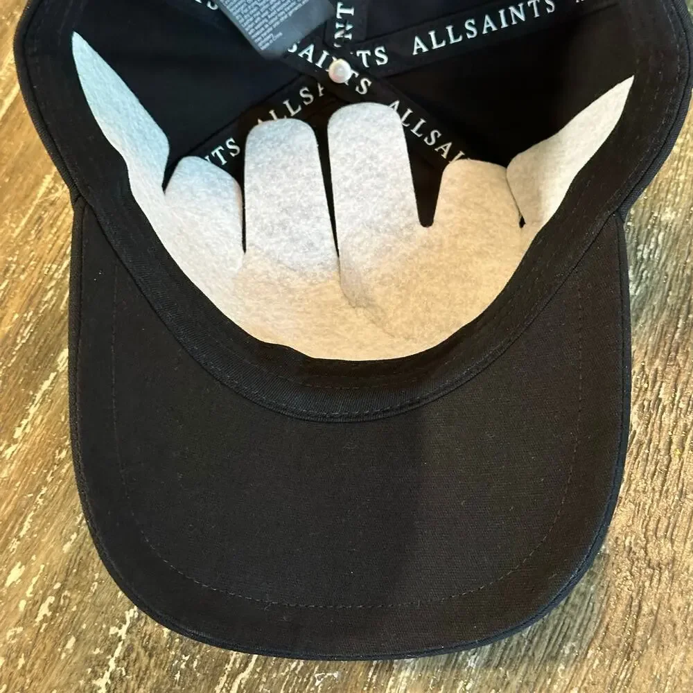 ALLSAINTS NWT Burman Logo Baseball Cap Hat Black Adjustable Strapback Monocolor